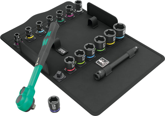 Wera 05005530001, 8100 SB 12 Zyklop Comfort Ratchet set, reversing lever, 3/8" drive, metric